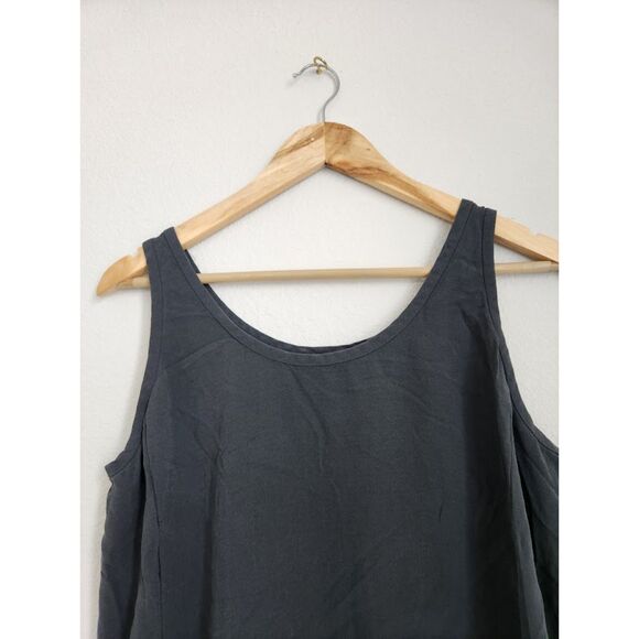 Eileen Fisher 100% Silk Scoop Neck Sleeveless Top - Charcoal Gray | Size M - Picture 2 of 8